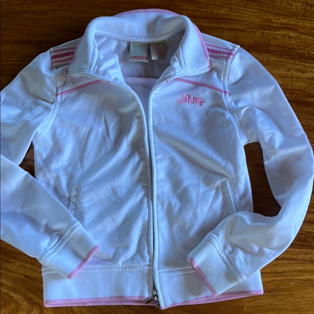 Roxy White and Pink Zip-Up Jacket